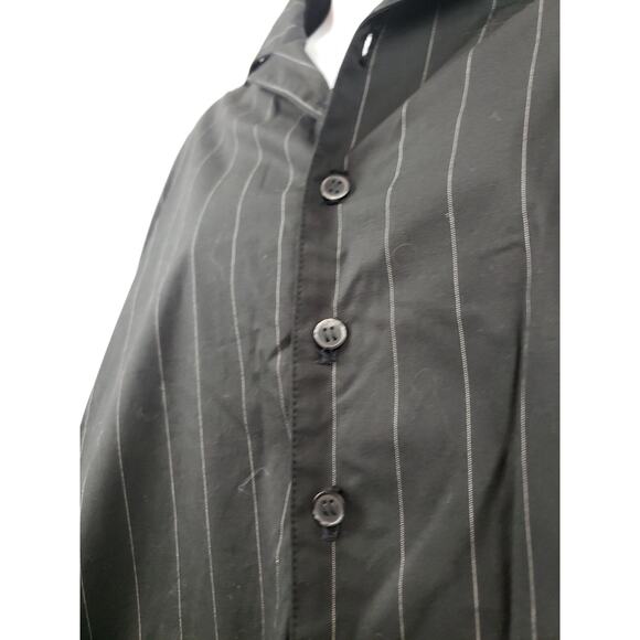 NWT Spirithouse Black Striped Button Down Top Size M Polyester Blend Long Sleeve - Picture 2 of 10